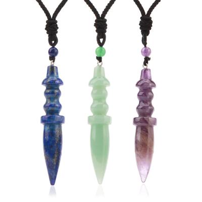 China Natural Stone Hot Healing Natural Stone Tiger Eye Amethyst Cone Crystal Men Pendant Fashion Jewelry Pendants Charms A030 for sale