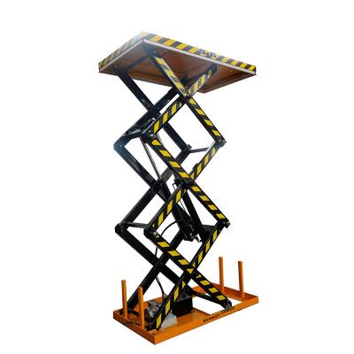 China Hotels 1Ton 3000mm High Triple Scissor Electric Stationary Lift Table Heavy Duty Ground Mounted Platform Lifter OEM Available for sale