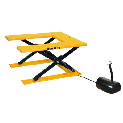 China Hotels Stationary Low Profile 1.0/1.5Tons U-Shape Electric Lift Table Min. Height 85mm 105mm Land-mounted automatic deck lifter for sale