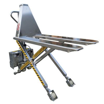 China Hot Sale SS304 316 Stainless Steel Electric Scissors Hotels High Lift Pallet Truck Pallet Jack For Food Stores Seafood Company Chemical Laboratories for sale