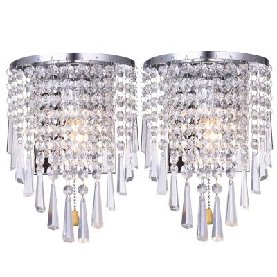 China Easy Pair 2Pcs Left Right E12 K9 Modern Assembly A Crystal Mirror Stainless Steel Wall Lights Wall Lamps Sconce Night Light Fixtures Li for sale