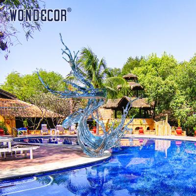 China Large Outdoor Casting Stainless Steel Sculpture Swimming Pool Metal Decoration Abstract Water Flow for sale
