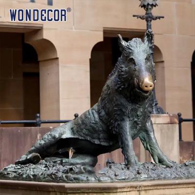 China Large Animal Bronze Pig Sculpture Outdoor With Letter Design for sale