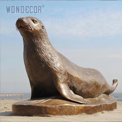 China Life Size Bronze Otarie Statue For Coastal Spaces Marine Decor for sale