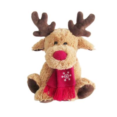 China China Wholesale Cute Gift Plush Toys Christmas Elk With Snow Red Plush Printing Scarf Animal Toy For Gift for sale