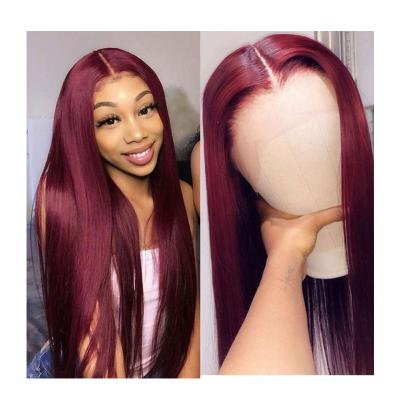 China Wholesale silky straight wave hair lace wig beautiful no tangle no no transparent burg red shedding lace wig for sale