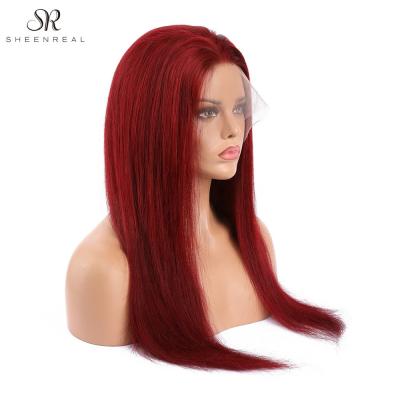 China Wholesale Silky Straight Full Lace Wig Dark Red 100% Human Hair Wig 8inch-26inch Accept Custom Color for sale