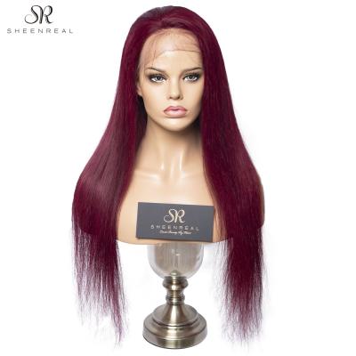China Hot Sale Brazilian Virgin Full Lace Wigs 8inch-30inch Silky Straight Wine Red Wig 100% Pure Human Hair Any Color Is Available for sale