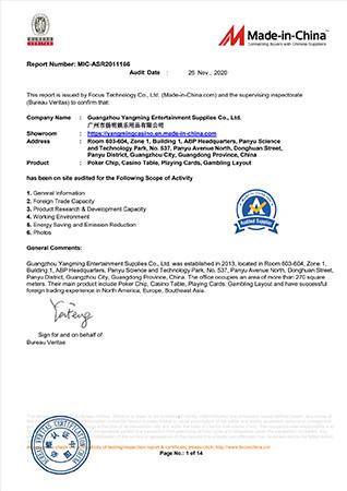 BUREAU VERITAS - Guangzhou Yangming Entertainment Products Co.,LTD