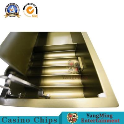 China Ronda de nylon Chips Set Float del color del oro de 15 filas del metal de la tabla amarilla de Chips Carrier Double Layer Gambling en venta