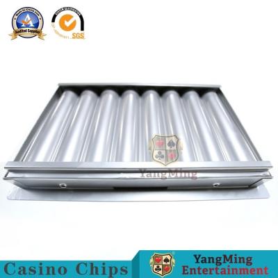 China El casino industrial Chip Tray Single Layer Poker Chips del metal de las filas del hierro 8 flota la plata brillante en venta