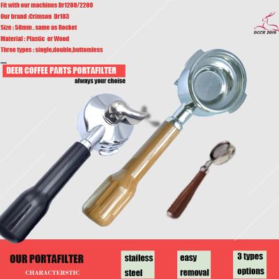 China CLASSIC Deer Coffee Best Quality Wood Stainless Steel Espresso Portafilter Portable Coffee Filter or Plastic Handle 58MM for sale