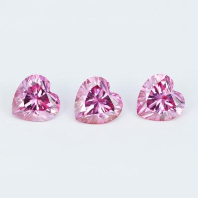 China Color Play Or Fire Heart Cut Moissanite Diamond 6.5MM Free Fire 1cts Top Up Pink Moissanite Diamond for sale