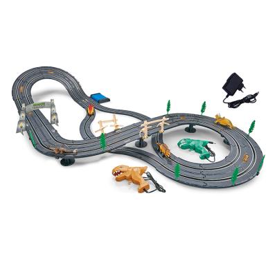 China Slot Toy 1:43 GAUGE BIG MINIATURE RACING CAR FOR BOY SLOT RACING PLASTIC DINOSAUR ELECTRIC CAR for sale