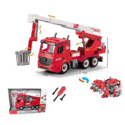 China HOT SELLING EDUCATIONAL 1:12 Musical GAUGE DIY BLOCK CAR MUSIC AND SCRUB FIRE CAR LIGHT TOYS for sale