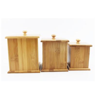China Freshness Preservation 3 of Set bamboo canister natural keepsake customized bamboo kitchen storage box for sale