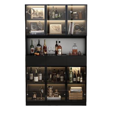 China Adjustable (height) optical lens cube storage cabinet with Glass doors Kitchen Hutch Storage Cabinet with 3 Drawers & Storage Shelv for sale