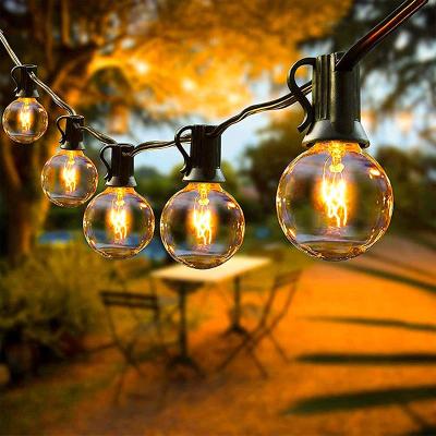 China Garden 25ft 50ft G40 String Lights 100 Edison Style Globe Bulbs Black Wire Connectable Outdoor Led Light String for sale