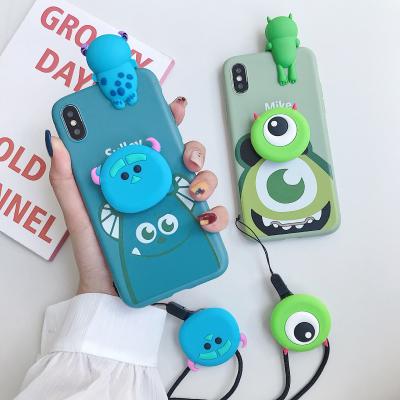 China TPU For iPhone 11 Pro 11 Max Pro Xs X 7 8 Monsters University 3D Doll Stand Holder Strap Cute Soft Case for sale