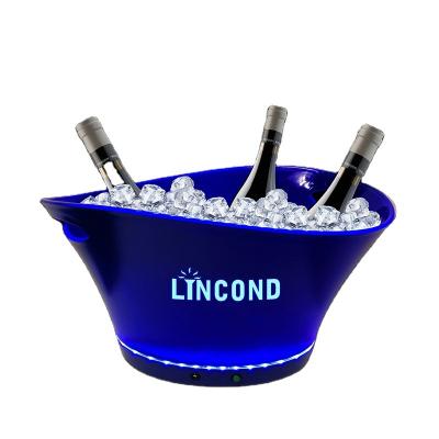 China Newest Style Sustainable Logo Bar Led Wine Beer Wine Cooler Custom Plastic Plastic Acrylic Ice Bucket Large Capacity With Led for sale