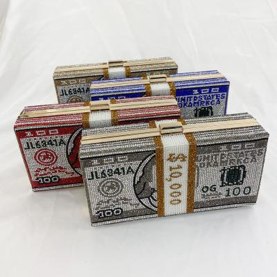China Wedding Party Purse Bag Women Diamond Dollar Chain Cross - Body Bag Bridal Cube Diamond-Studded Dinner Bag Party Banquet Dinner Bag Prom Clutch Dinner Bag for sale