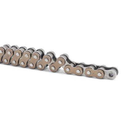 China Short Heavy Duty Brown 08b 10b 12b 16b Motorcycle Parts 428H 08BH 12.7mm Pitch 1/2 Inch Motorcycle Roller Chain Yellow for sale