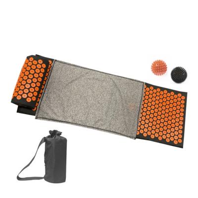 China Exercise Orange Spike Acupressure Long Yoga Mat And Pillow Set With Massage Ball And Towel for sale