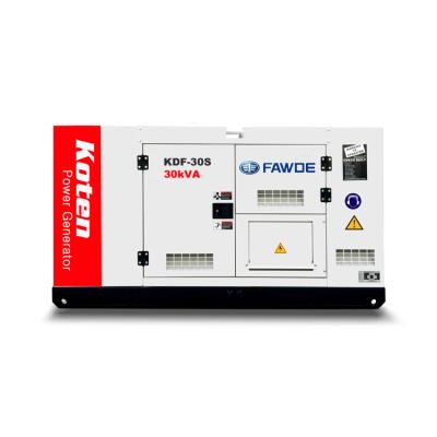 China AC 24kw 30kva 50hz 400V FAWDE 4DW92-39D Three Phase Soundproof Diesel Generator Price KDF-30S for sale