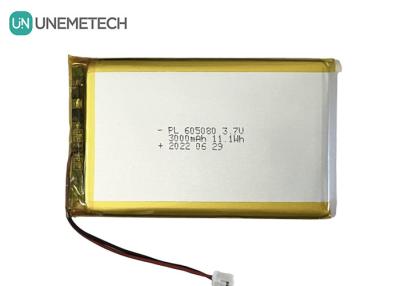 Китай 3.7V 3000mAh перезаряжаемая литий-ионная батарея 605080 с PCB и проволочным разъемом для электроники продается