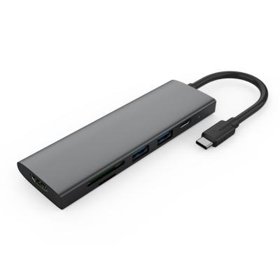 China 6 in 1 Type-C High Speed Data Transfer USB Hub Docking Station 4K HDMI2.0 SD microSD Docking Station MYHH002 for sale