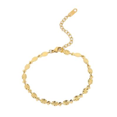 China Hypoallergenic Bohemian Bangle Sets Wafer Bangle Bracelet 18k Flat Thin Stainless Steel Gold Filled Jewelry for sale