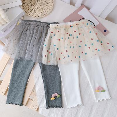 China Breathable Autumn 2021 Korean Dot Yarn Skirt Pants 0-3 Years Baby Kid Girl Style Rainbow Polka Leggings for sale