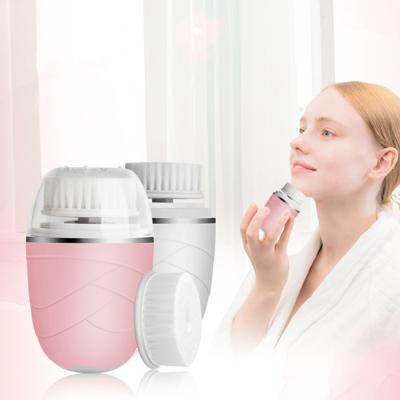 China Electric Double Sided Cleansing Tool Sonic Silicon Face Scrubber Pore Remover Personal Care Silicone Facial Brush Detergent Skin Care Tool for sale