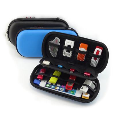 China PU Leather storage pouch bags for earphone with Mesh Pocket USB strorage bag for sale
