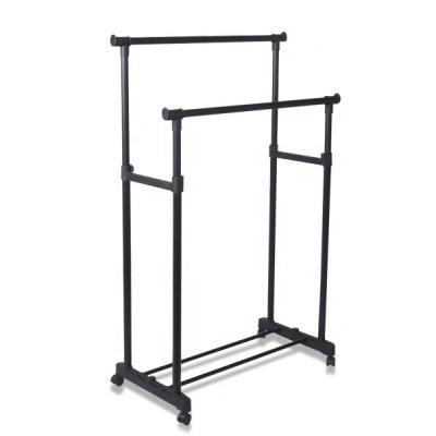 China Easy Assemble Double Pole Telescopic Laundry Hotel Plastic Rotating Clothes Drying Rack for sale