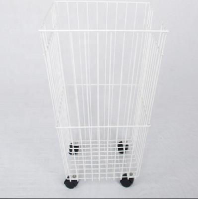 China Portable reliable quality white square shape mobile laundry basket for sale