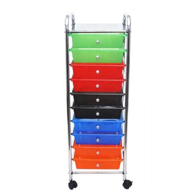 China Store Customized Professional Iron Rolling 10 Layers Drawer Cart Storage for sale