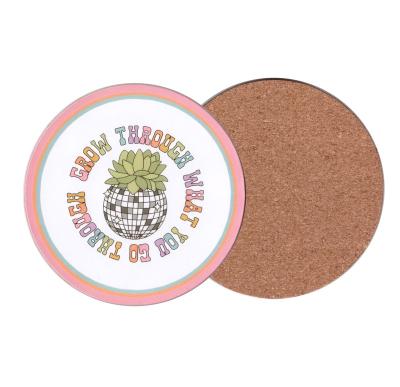 China Sustainable Custom Wooden MDF Coffee Coaster Custom Logo Cup Mat Color Printing Free Sample for sale