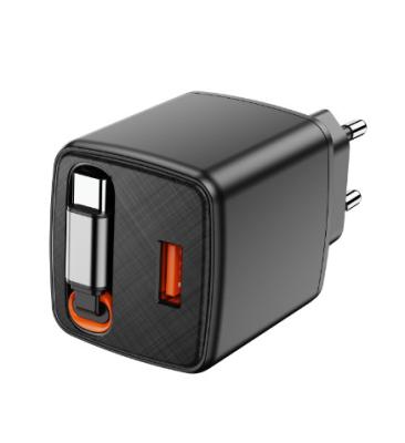 China TurboVolt Dual Charging Adapter – USB-A & USB-C Wired Power Brick | 45W PD + QC3.0 for sale