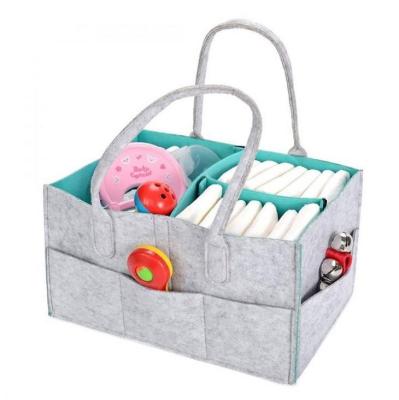 China Felt TOWEL BAG Diaper Cart Organizer Baby Toweled Bag Nursery Storage Bin Gray for sale