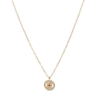 China New Arrival Fashion Design New Metal Pendant Charm Short Delicate Oval Link Chain Necklace With Rhinestone Paved for sale