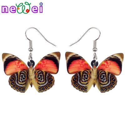 China NEWEI TRENDY Acrylic Colorful Butterfly Earrings Drop To Dangle Insect Fashion Jewelry For Women Girls Novelty Charms Gifts for sale