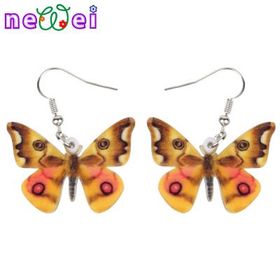 China NEWEI Junonia Almana TRENDY Butterfly Acrylic Earrings Drop To Dangle Insect Fashion Jewelry For Women Girls for sale