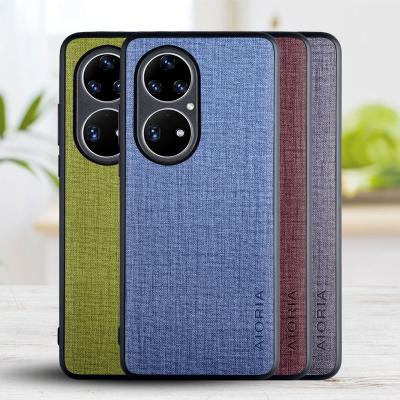 China Shockproof Case For Huawei P50 Pro Cover With Cross Pattern PU Design Leather Phone Cover for sale