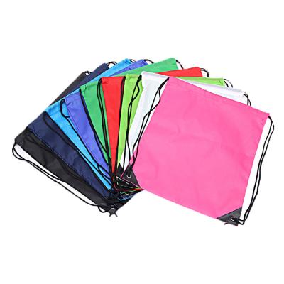 China Universal Wholesale Promotional White Polyester Drawstring Backpack Neon Sports Strap Bags Fitness Gym Bag for sale