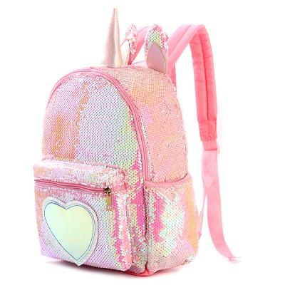 China New Design Anti-theft Cartoon Kids Unicorn Backpack Bags, Cute Sequin School Backpacks For Girls for sale