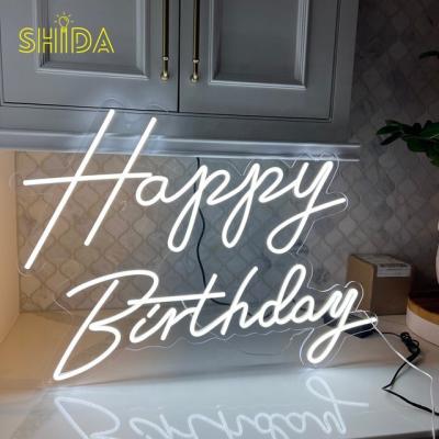 China Easy Install Drop Shipping Happy Birthday Neon Sign Led Light Wall Art Decor Personalized Gifts Wedding Birthday Party Decor for sale