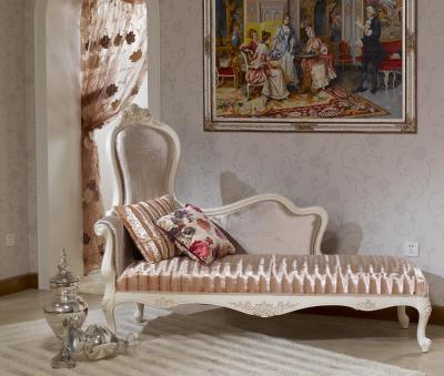Chine Salon Chaise Lounge Sofa Flower Print de Champagne Hand Carved Luxury Chaise à vendre
