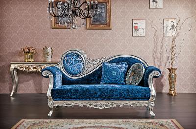 Chine B024 antiquité française bleue argentée DE X/Y Chaise Lounge Wood Carved de luxe à vendre