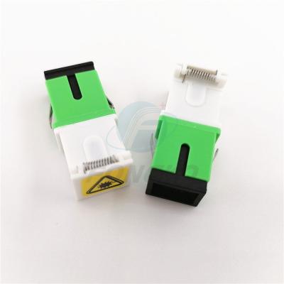 China Singlemode Fiber Adapter White Green Shell SC/APC Auto Shutter Adapter with Metal Shrapnel and Temperature Stability ≤0.20dB for sale